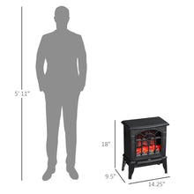 Load image into Gallery viewer, Black Electric Fireplace Heater with Realistic Log Flame LED