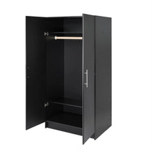 Load image into Gallery viewer, Bedroom Armoire Wardrobe Cabinet with Hanging Rail in Black Wood Finish