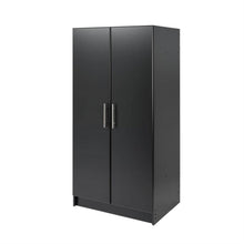 Load image into Gallery viewer, Bedroom Armoire Wardrobe Cabinet with Hanging Rail in Black Wood Finish