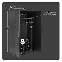Load image into Gallery viewer, Bedroom Armoire Wardrobe Cabinet with Hanging Rail in Black Wood Finish