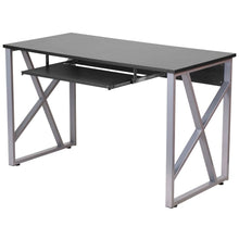 Load image into Gallery viewer, Contemporary Black Laminate Office Computer Desk with Keyboard Tray