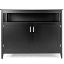 Load image into Gallery viewer, Black Wood 2-Door Dining Buffet Sideboard Cabinet with Open Storage Shelf
