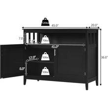 Load image into Gallery viewer, Black Wood 2-Door Dining Buffet Sideboard Cabinet with Open Storage Shelf