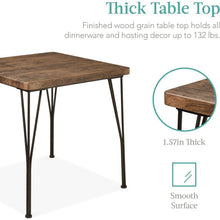 Load image into Gallery viewer, 3-Piece Black Metal Frame Dining Set with Dark Brown Wood Top Table and 2 Chairs