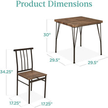 Load image into Gallery viewer, 3-Piece Black Metal Frame Dining Set with Dark Brown Wood Top Table and 2 Chairs