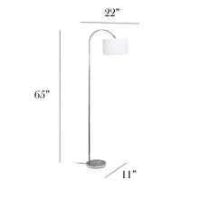 Load image into Gallery viewer, Modern Mid-Century Floor Lamp in Brushed Nickel Finish with White Drum Shade