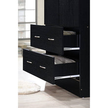 Load image into Gallery viewer, Black 2 Door Wardrobe Armoire with 2 Drawers and Hanging Rod Storage