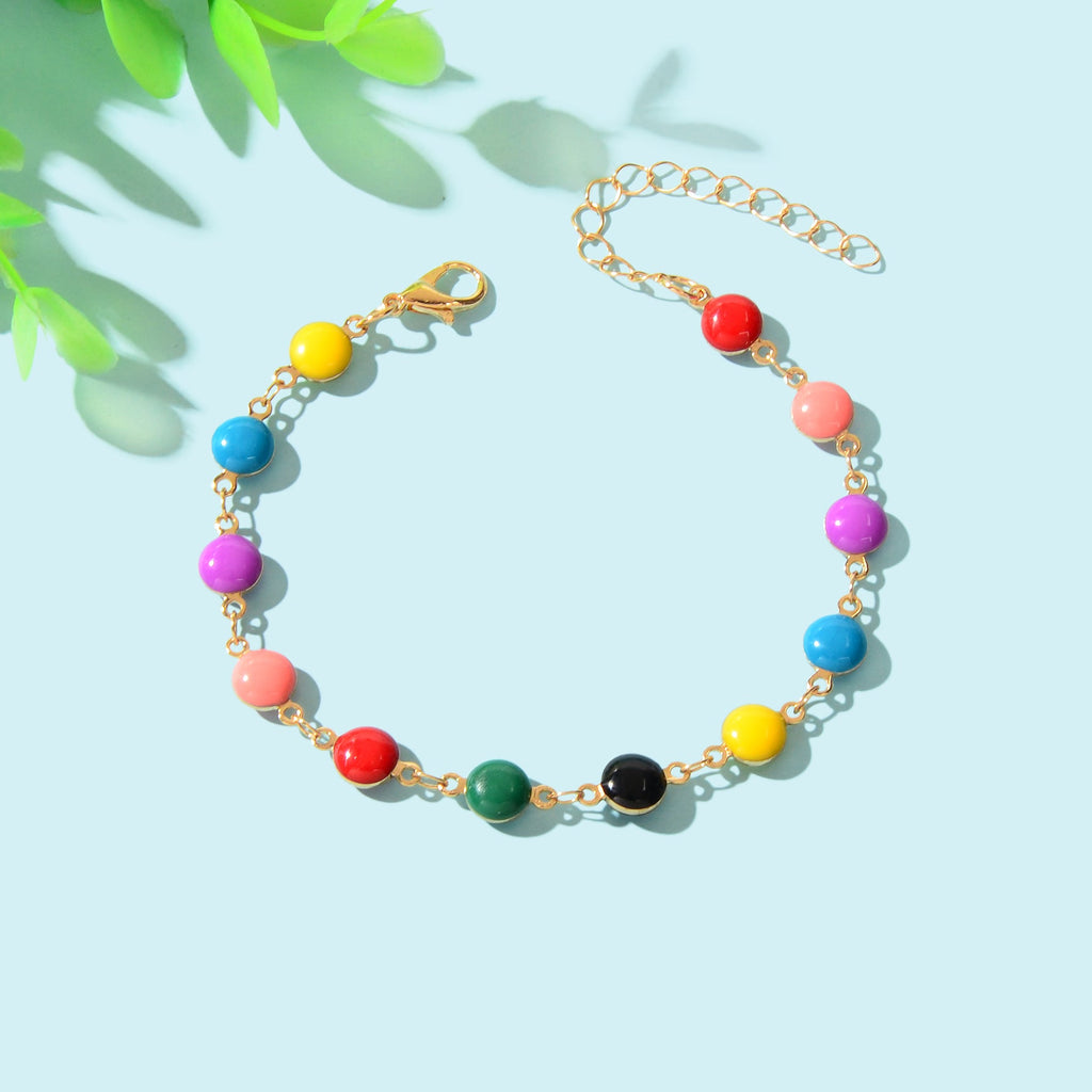 Y2k Style Sweet Candy Color Round Beaded Bracelets Daily Adjustable Jewelry