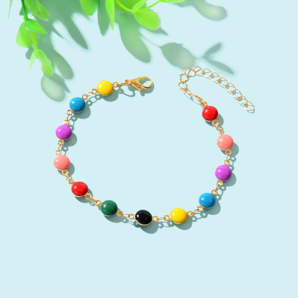 Y2k Style Sweet Candy Color Round Beaded Bracelets Daily Adjustable Jewelry