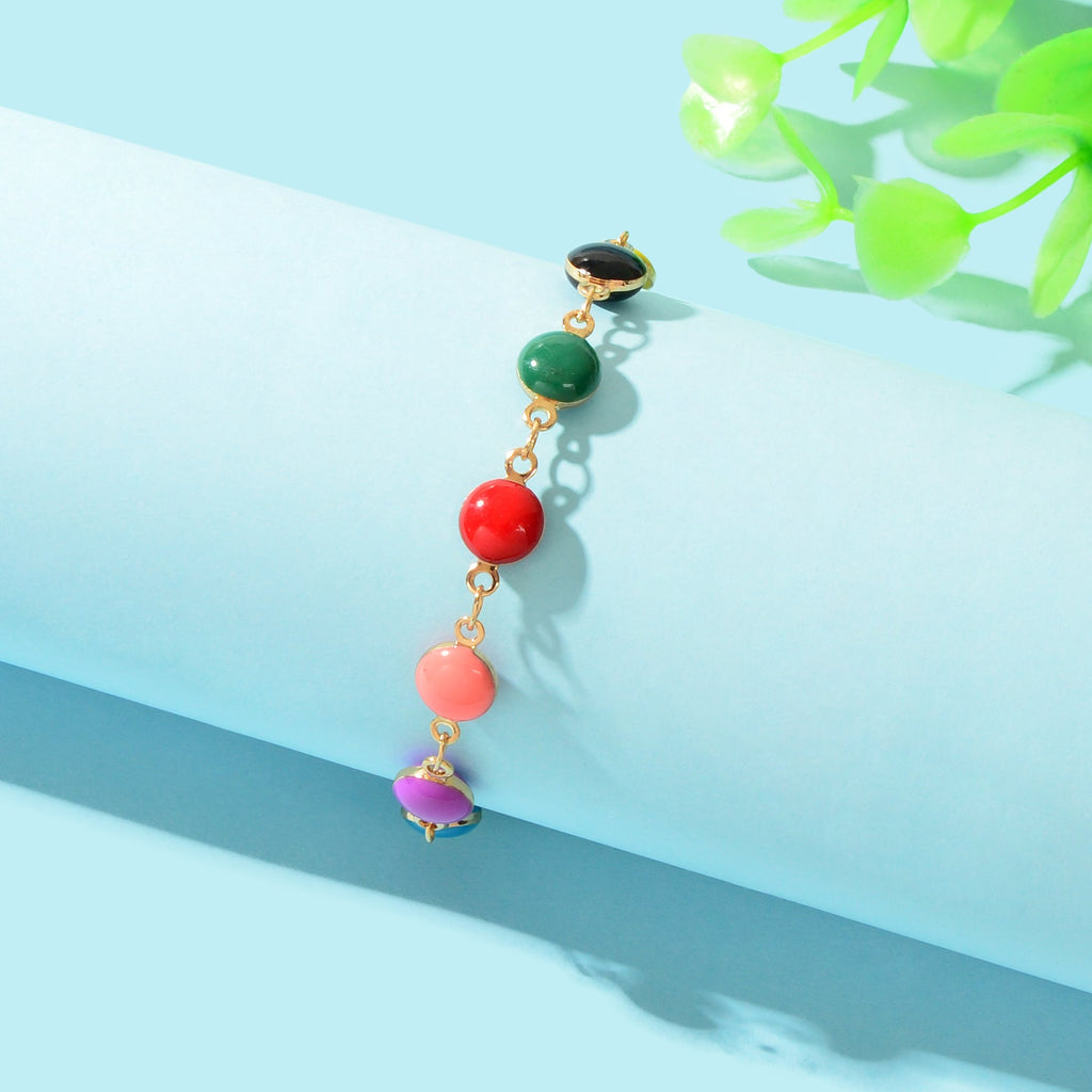 Y2k Style Sweet Candy Color Round Beaded Bracelets Daily Adjustable Jewelry