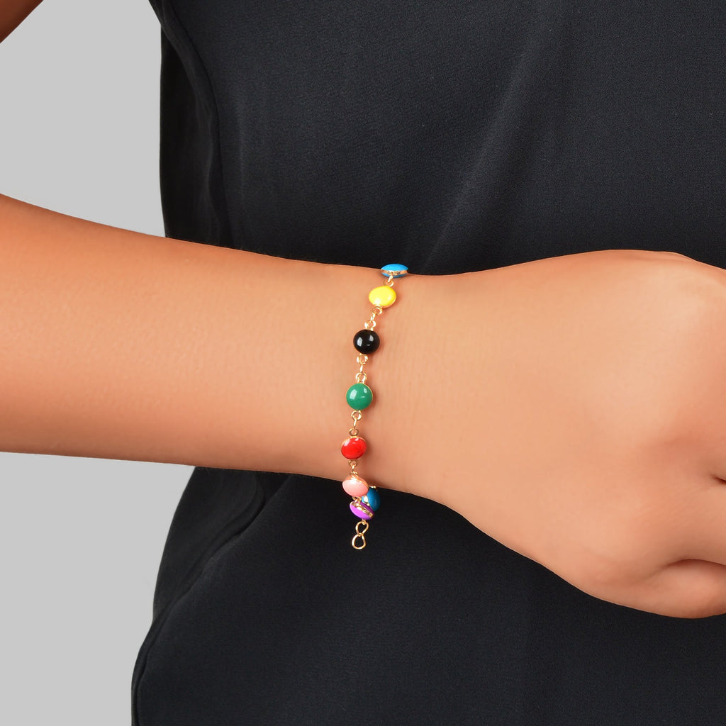 Y2k Style Sweet Candy Color Round Beaded Bracelets Daily Adjustable Jewelry