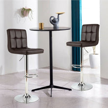 Load image into Gallery viewer, Set of 2 Modern Adjustable Height Barstools with Brown PU Leather Swivel Seat