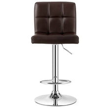 Load image into Gallery viewer, Set of 2 Modern Adjustable Height Barstools with Brown PU Leather Swivel Seat