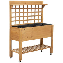 Load image into Gallery viewer, Solid Fir Wood Trellis Elevated Garden Raised Planter Bed with Wheels