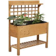 Load image into Gallery viewer, Solid Fir Wood Trellis Elevated Garden Raised Planter Bed with Wheels