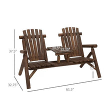 Load image into Gallery viewer, Adirondack Patio 2 Chair Lounger with Center Coffee Table Brown
