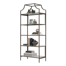 Load image into Gallery viewer, Elegant Bronze Metal Display Rack Etagere Bookcase with 5 Glass Storage Shelves