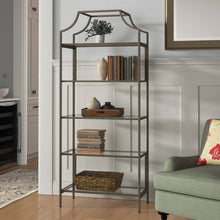 Load image into Gallery viewer, Elegant Bronze Metal Display Rack Etagere Bookcase with 5 Glass Storage Shelves