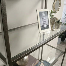 Load image into Gallery viewer, Elegant Bronze Metal Display Rack Etagere Bookcase with 5 Glass Storage Shelves