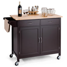 Load image into Gallery viewer, Brown Kitchen Island Storage Cart with Wood Top and Casters