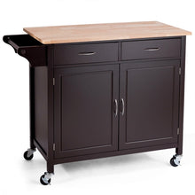 Load image into Gallery viewer, Brown Kitchen Island Storage Cart with Wood Top and Casters