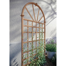 Load image into Gallery viewer, 77-inch Outdoor Light Brown Vinyl Lattice Garden Trellis with Arched Top