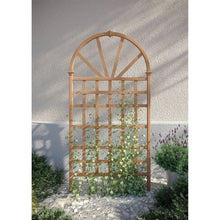 Load image into Gallery viewer, 77-inch Outdoor Light Brown Vinyl Lattice Garden Trellis with Arched Top
