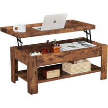 Load image into Gallery viewer, Modern Lift Top Coffee Table with Storage Shelf in Brown Wood Finish