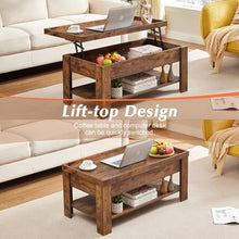 Load image into Gallery viewer, Modern Lift Top Coffee Table with Storage Shelf in Brown Wood Finish