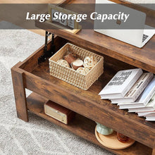 Load image into Gallery viewer, Modern Lift Top Coffee Table with Storage Shelf in Brown Wood Finish