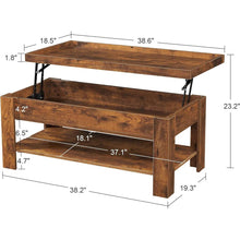 Load image into Gallery viewer, Modern Lift Top Coffee Table with Storage Shelf in Brown Wood Finish