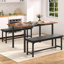 Load image into Gallery viewer, Modern 3-Piece Dining Set with Expandable Kitchen Table and 2 Backless Benches