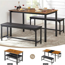 Load image into Gallery viewer, Modern 3-Piece Dining Set with Expandable Kitchen Table and 2 Backless Benches