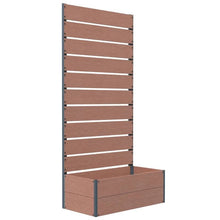Load image into Gallery viewer, Raised Garden Bed Planter with Slatted Fence Trellis in Brown Wood Finish