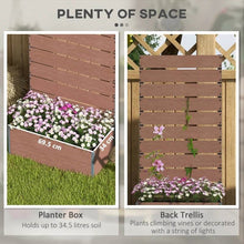 Load image into Gallery viewer, Raised Garden Bed Planter with Slatted Fence Trellis in Brown Wood Finish