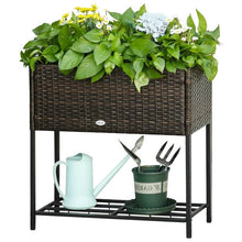 Load image into Gallery viewer, Brown Modern PE Rattan Wicker Raised Garden Bed Elevated Planter Box