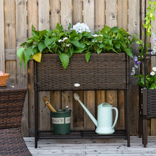 Load image into Gallery viewer, Brown Modern PE Rattan Wicker Raised Garden Bed Elevated Planter Box