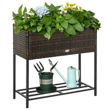 Load image into Gallery viewer, Brown Modern PE Rattan Wicker Raised Garden Bed Elevated Planter Box