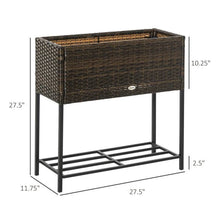 Load image into Gallery viewer, Brown Modern PE Rattan Wicker Raised Garden Bed Elevated Planter Box
