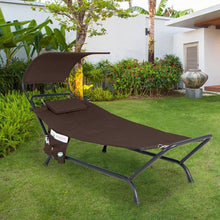 Load image into Gallery viewer, Brown Polyester Chaise Lounge Chair Hammock with Canopy and Storage Bag