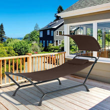 Load image into Gallery viewer, Brown Polyester Chaise Lounge Chair Hammock with Canopy and Storage Bag