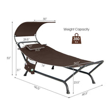Load image into Gallery viewer, Brown Polyester Chaise Lounge Chair Hammock with Canopy and Storage Bag