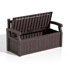Load image into Gallery viewer, Heavy Duty Brown Plastic Outdoor Storage Garden Bench Patio Deck Box