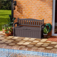 Load image into Gallery viewer, Heavy Duty Brown Plastic Outdoor Storage Garden Bench Patio Deck Box