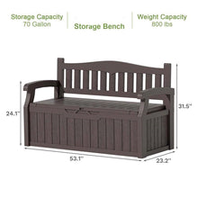 Load image into Gallery viewer, Heavy Duty Brown Plastic Outdoor Storage Garden Bench Patio Deck Box