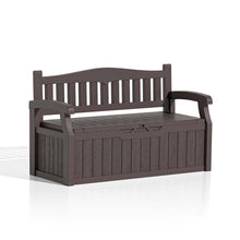 Load image into Gallery viewer, Heavy Duty Brown Plastic Outdoor Storage Garden Bench Patio Deck Box