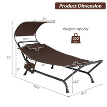 Load image into Gallery viewer, Brown Outdoor Hammock Style Chaise Lounge Chair Cot with Canopy and Storage Bag