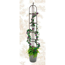 Load image into Gallery viewer, 60-inch Bronze Finish Steel Outdoor Garden Trellis Obelisk