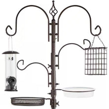 Load image into Gallery viewer, Complete Bird Feeder Set with Bronze Metal Stand Suet Water Bowl Tube and Tray