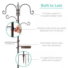 Load image into Gallery viewer, Complete Bird Feeder Set with Bronze Metal Stand Suet Water Bowl Tube and Tray